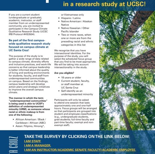 Participate in a campus climate research study