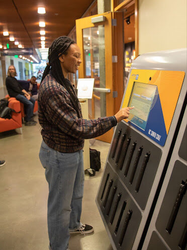 Library kiosks provide students with fast access to loaner laptops