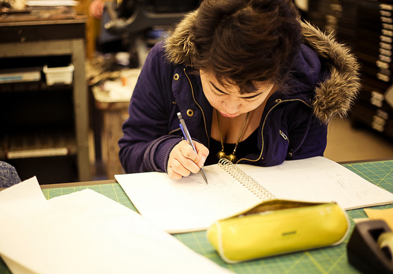 Student preparing for print