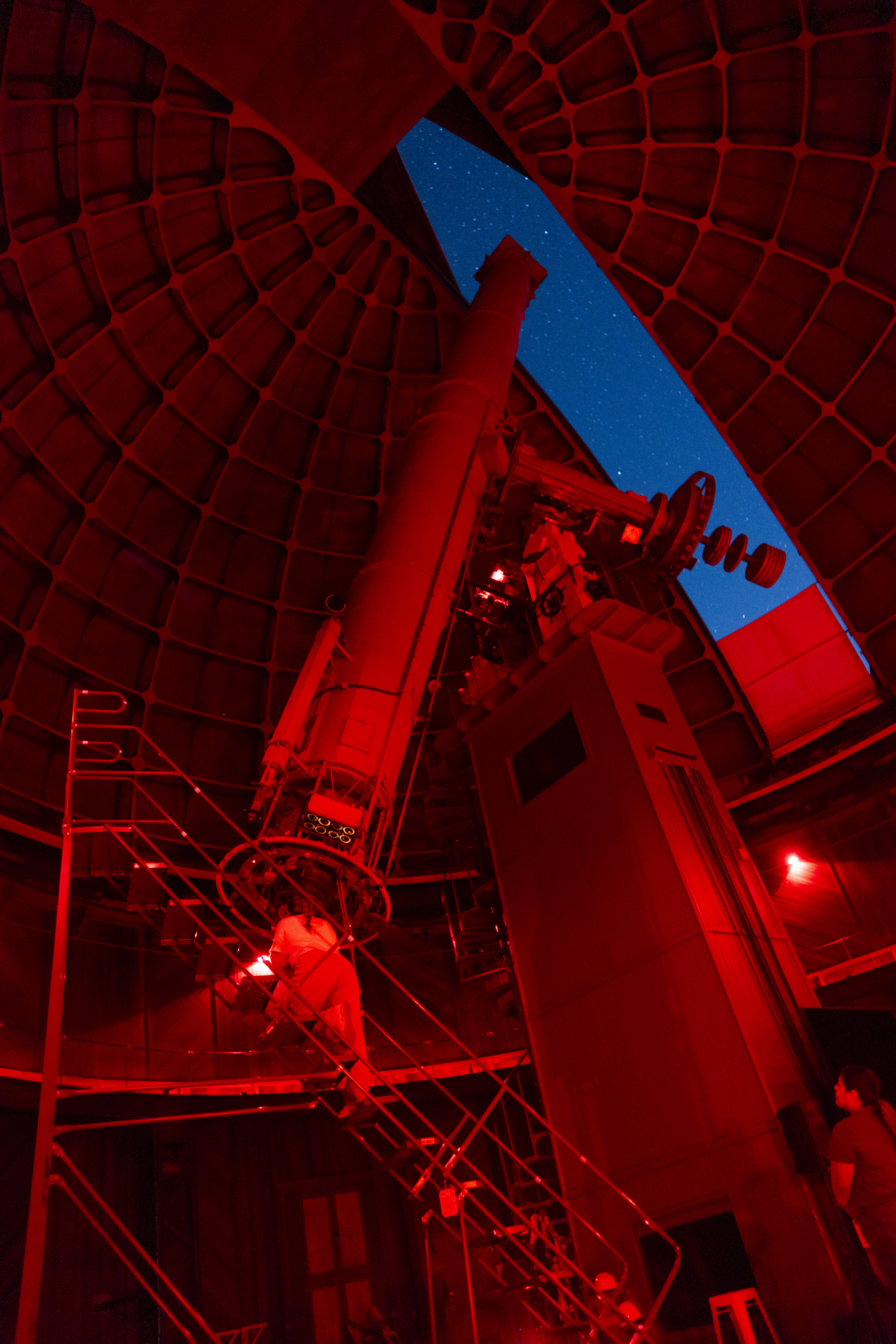 The doom open at the 36-inch Great Refractor Telescope room.