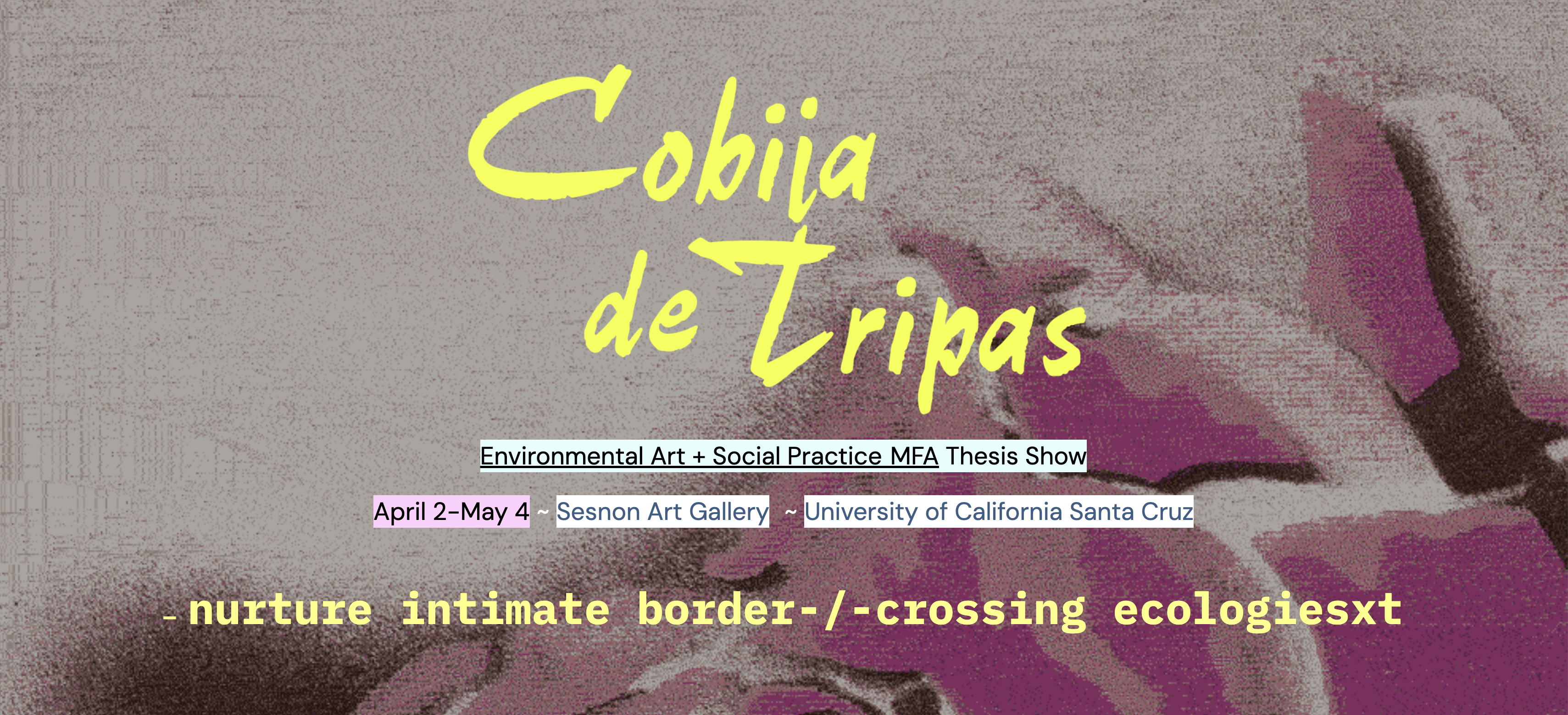 poster for the easp 2025 exhibition, yellow writing, rose background