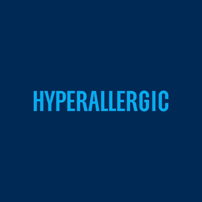 hyperallergic in blue on a blue background