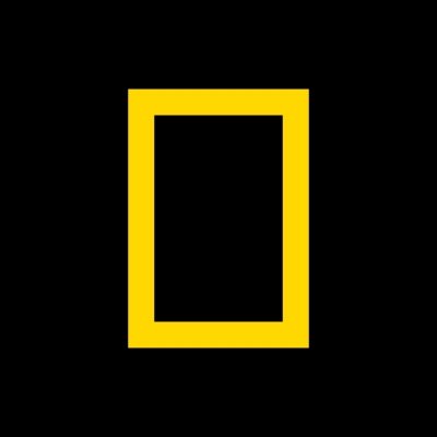 National Geographic logo of yellow rectangle against black background
