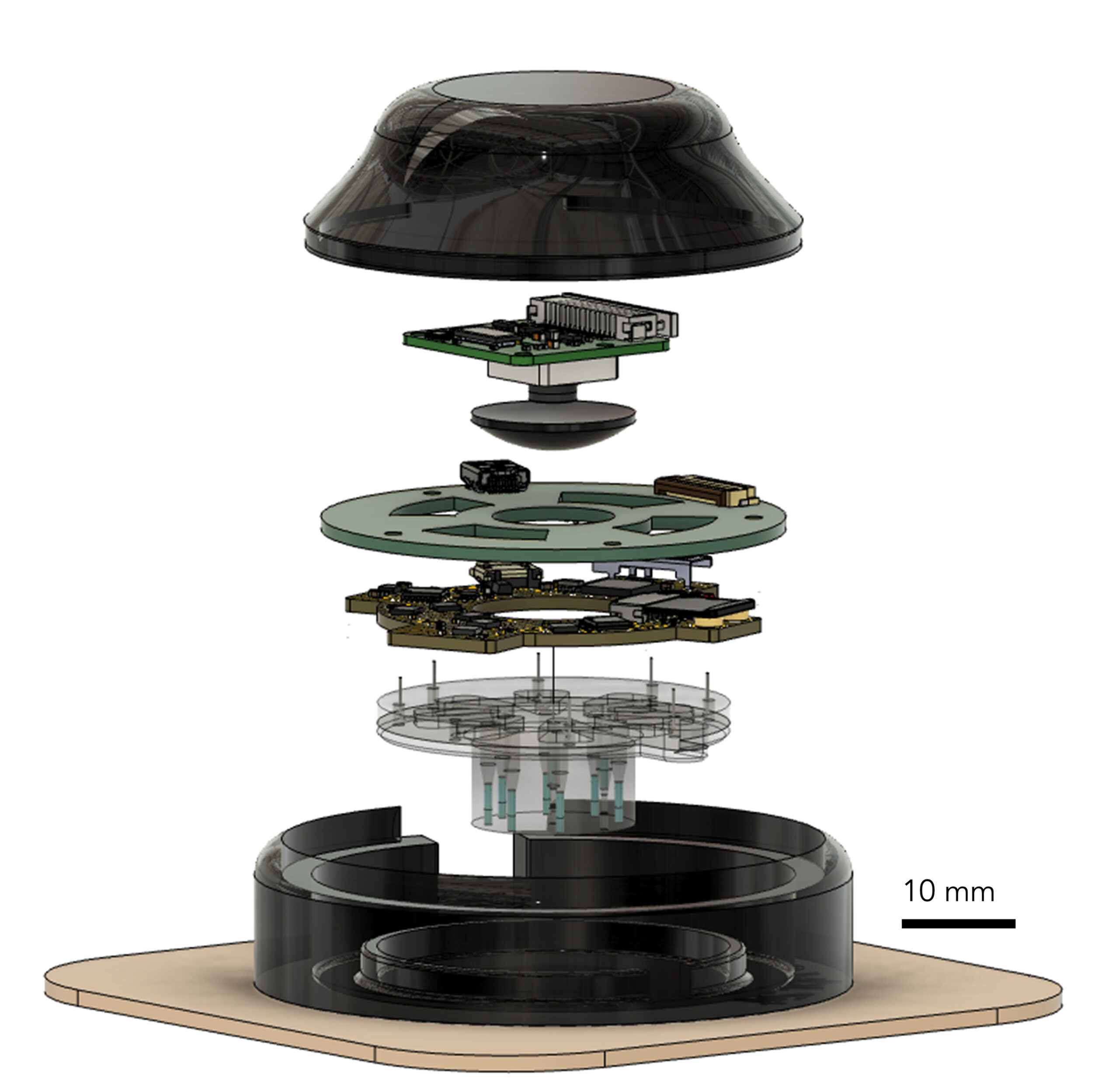 Computer aided design model of the pieces of the bioelectronic wound healing device