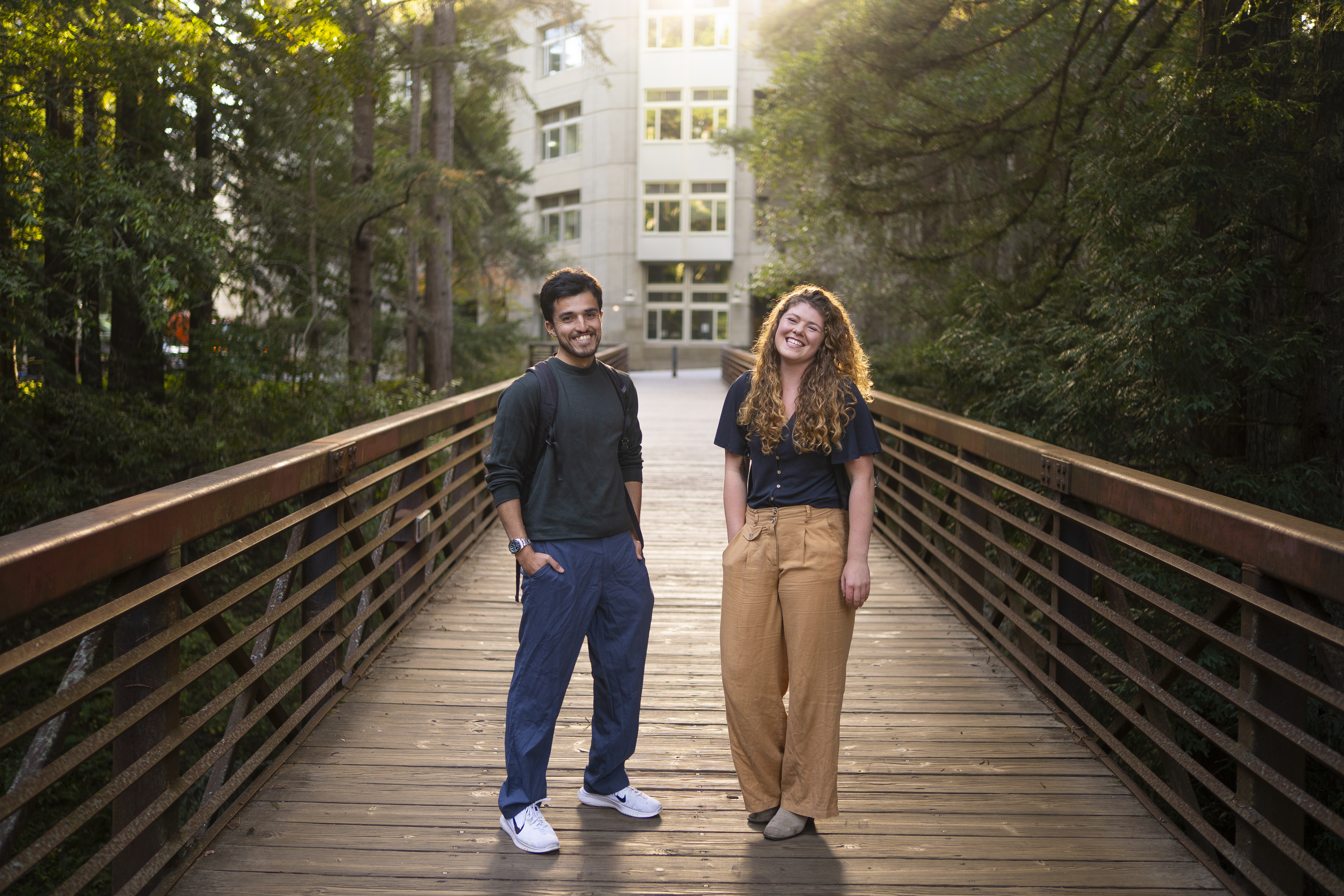 Jacob Chaudhry (left), a fourth-year neuroscience major, and Jadin Archambeault, ecology and evolution major. Photographed December 15, 2025. (Photo by Nick Gonzales/UC Santa Cruz)