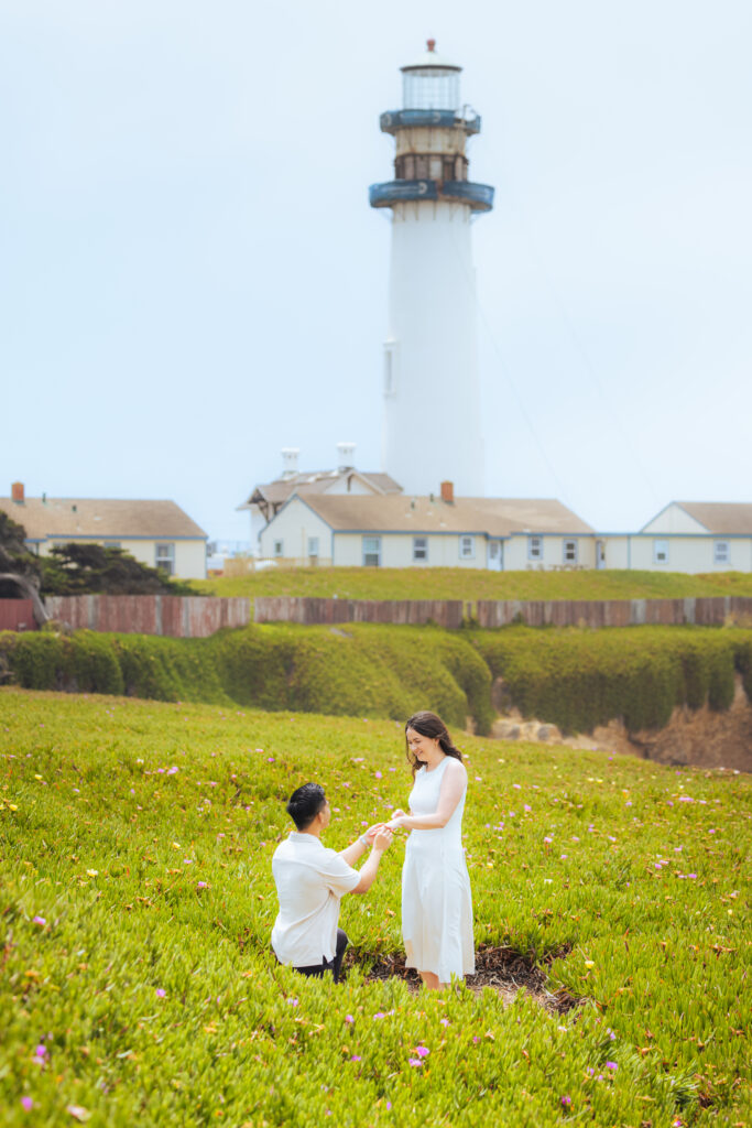 Criz Santos proposes to Celsey Taylor at Pigeon Point Lighthouse