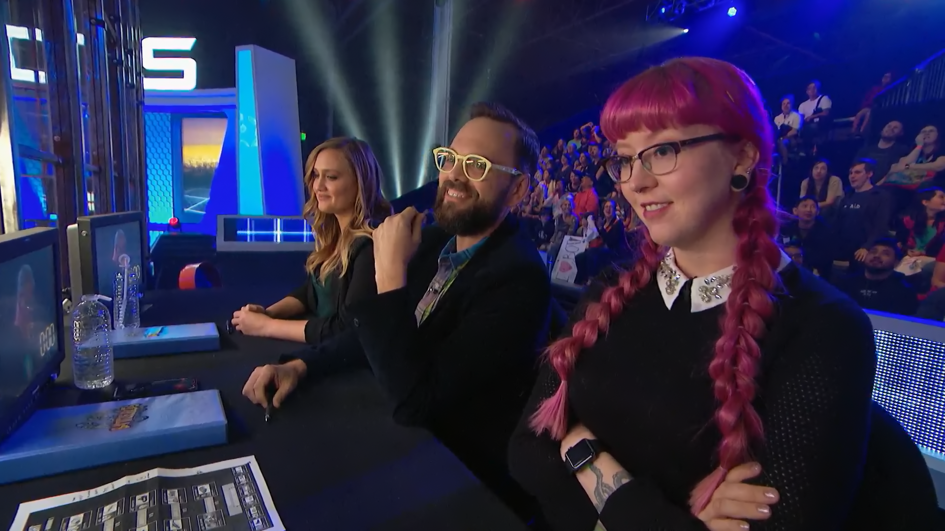 Lisa Winter alongside co-judges on the Battlebots panel