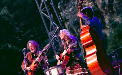 Gillian Welch performs in the Quarry Amphitheater with guitarist David Rawlings and bassist Paul Kowert.