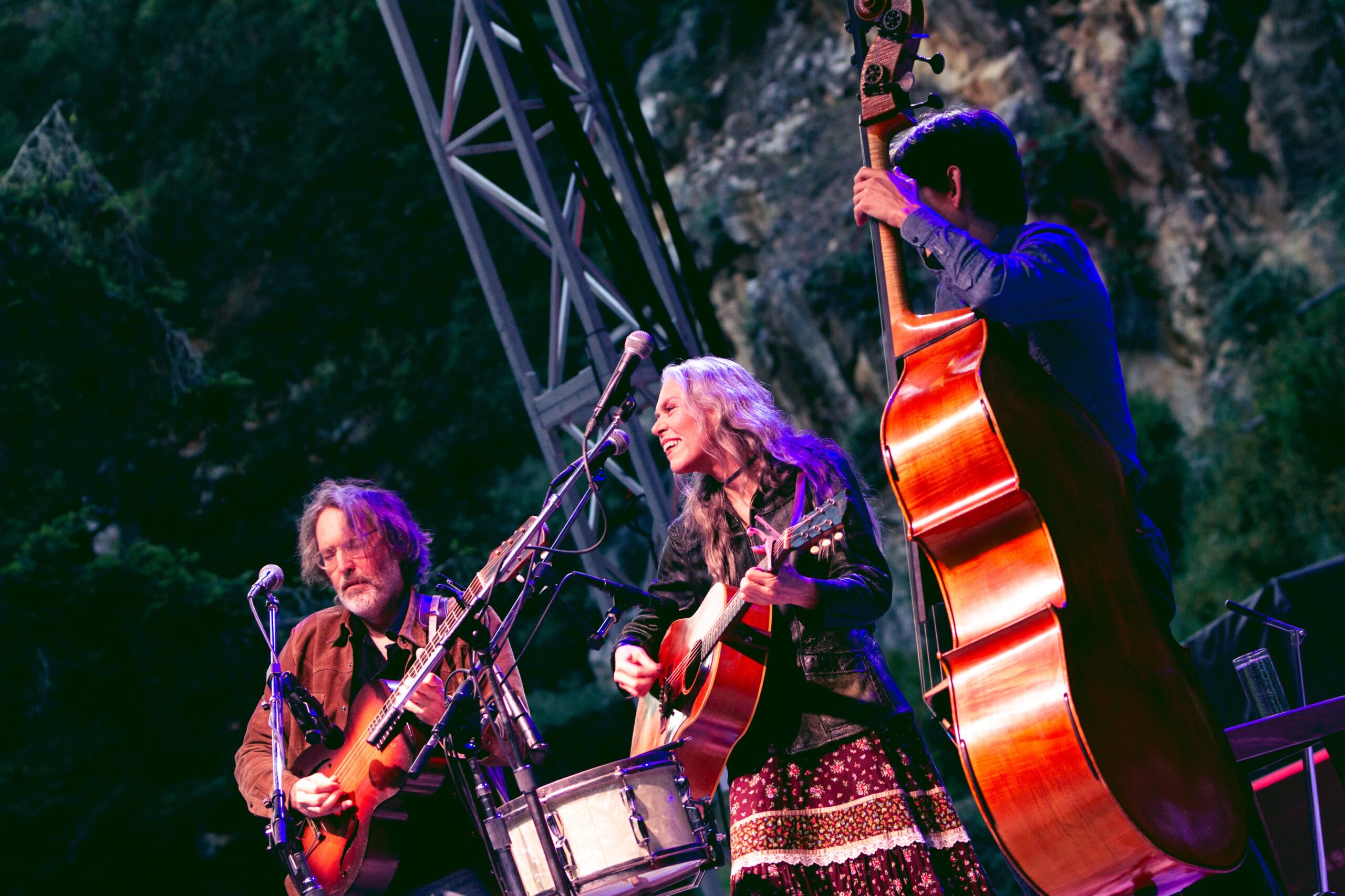 Gillian Welch performs in the Quarry Amphitheater with guitarist David Rawlings and bassist Paul Kowert.