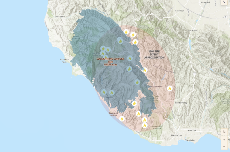 Czu Map Story maps show massive fires like CZU are not a new phenomenon for ...