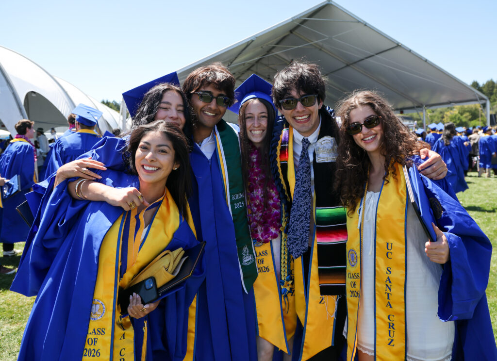 Graduates celebrate together during commencement weekend at UC Santa Cruz.
