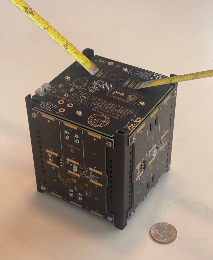 CubeSat next to a coin