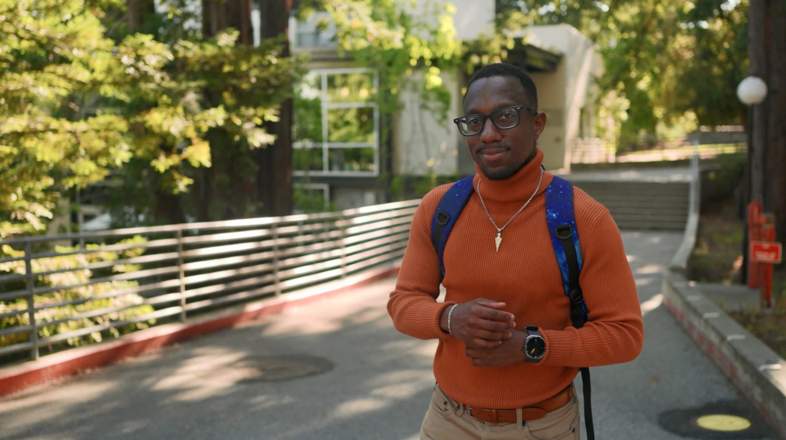 UC Santa Cruz Ph.D. student standing outside