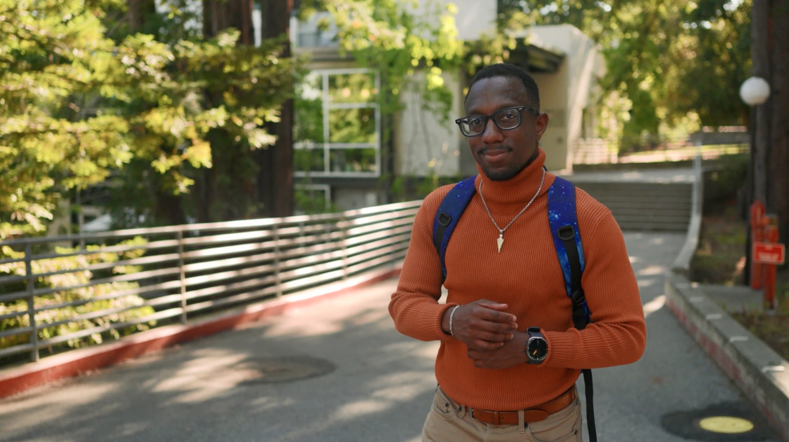 UC Santa Cruz Ph.D. student standing outside